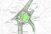 The roundabout today alongside the potential design for the layout of the new A30 Loggans Moor junction.